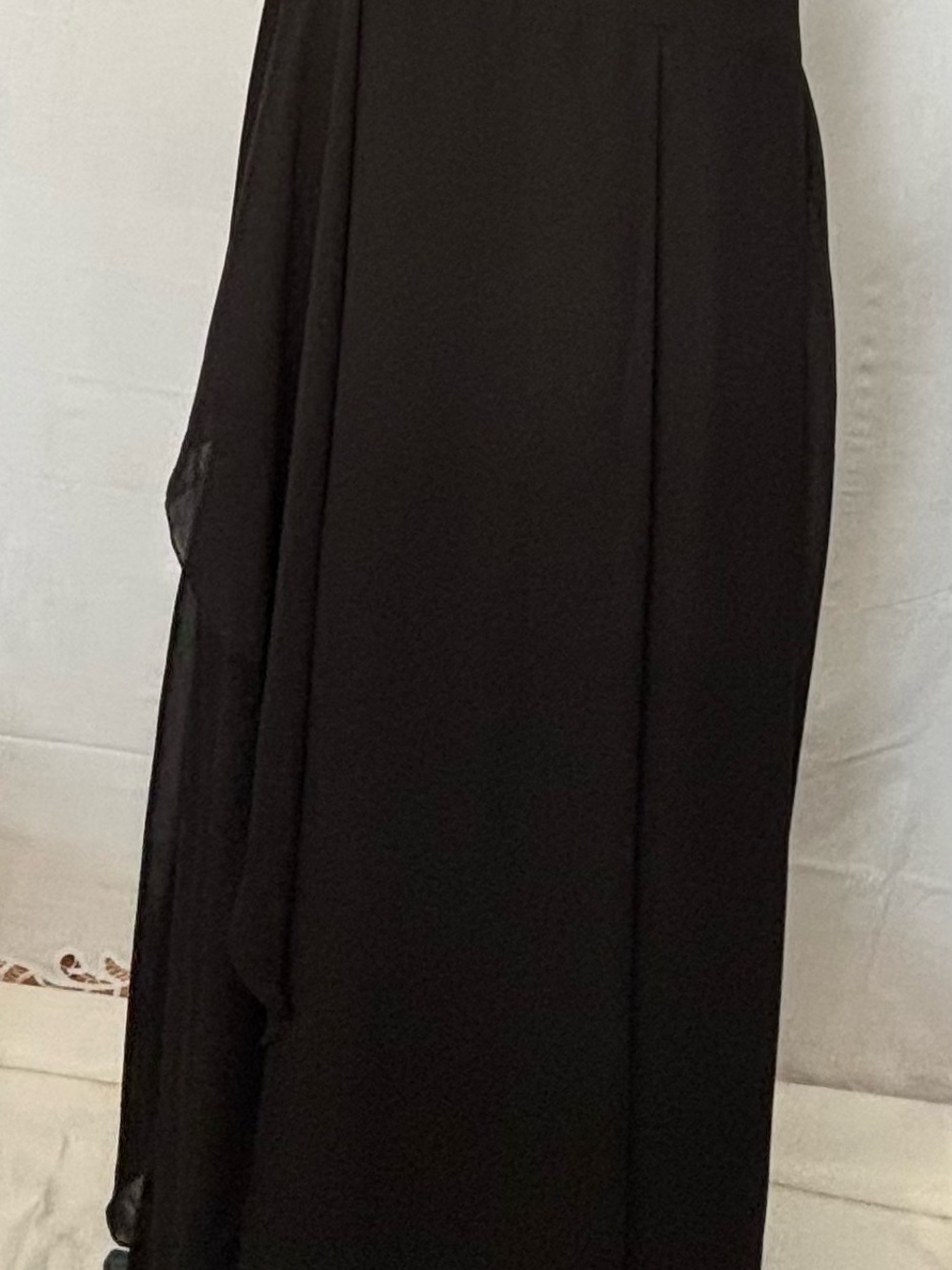 Azazie Black Maxi Skirt with Draped Overlay